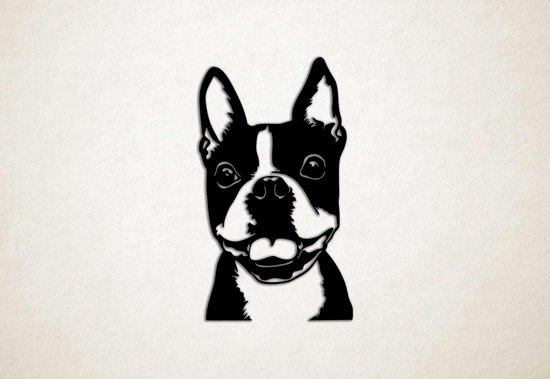 Wanddecoratie - Hond - Boston Terrier 7 - L - 109x62cm - Zwart - muurdecoratie - Line Art