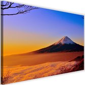 Schilderij Fuji, 2 maten, blauw/oranje, Premium print