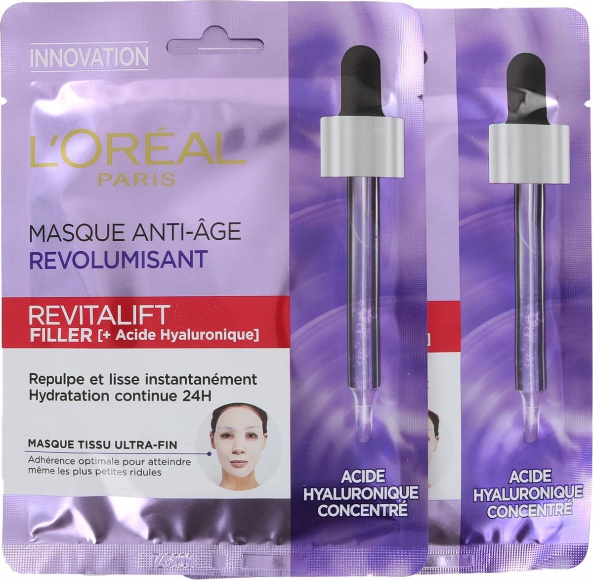 L'Oréal Paris Masque Revitalift Filler + Acide Hyaluronique 2 x 30 grammes  (lot de 2) | bol.com