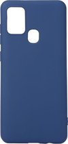 Shop4 - Geschikt voor Samsung Galaxy A21s Hoesje - Zachte Back Case Mat Donker Blauw
