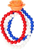 Folat Armband Bloem Dames Oranje/rood/wit/blauw