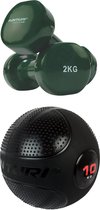 Tunturi - Fitness Set - Vinyl Dumbbell 2 x 2 kg  - Slam Ball 10 kg