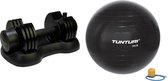 Tunturi - Fitness Set - Verstelbare Dumbbellset 12,5 kg  - Gymball Zwart 75 cm