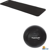 Tunturi - Fitness Set - Fitnessmat 180 x 60 x 1,5 cm - Gymball Zwart 75 cm