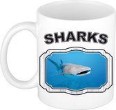 Dieren walvishaai beker - sharks/ haaien mok wit 300 ml