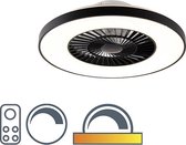 QAZQA climo - Moderne LED Dimbare Plafondventilator met lamp met Dimmer - 1 lichts - Ø 600 mm - Zwart - Woonkamer | Slaapkamer | Keuken
