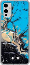 6F hoesje - geschikt voor OnePlus 9 -  Transparant TPU Case - Blue meets Dark Marble #ffffff