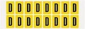 Letter stickers alfabet - 20 kaarten - geel zwart teksthoogte 25 mm Letter D