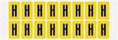 Letter stickers alfabet - 20 kaarten - geel zwart teksthoogte 25 mm Letter H