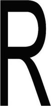 Letter 'R' sticker zwart 70 mm