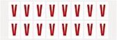 Letter stickers alfabet - 20 kaarten - rood wit teksthoogte 25 mm Letter V