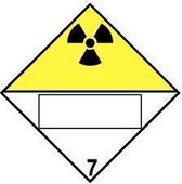 Beschrijfbare ADR klasse 7 sticker radioactieve stoffen 250 x 250 mm