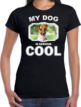 Jack russel terriers honden t-shirt my dog is serious cool zwart - dames - Jack russel liefhebber cadeau shirt XL