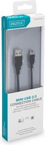 Digitus USB-kabel USB 2.0 USB-A stekker, USB-mini-B stekker 1.00 m Zwart Rond, Afgeschermd (dubbel)