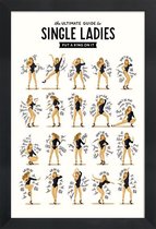 JUNIQE - Poster in houten lijst Single Ladies songtekst -40x60 /Bruin