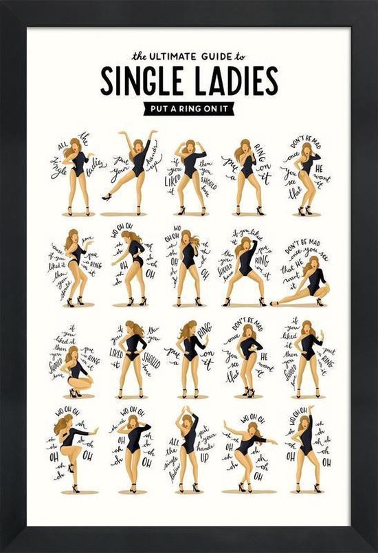 Bol Com Juniqe Poster Met Houten Lijst Single Ladies Songtekst 40x60 Bruin