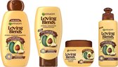 Garnier Loving Blends Avocado Olie en Karité Boter Shampoo, Conditioner, Haarmasker & Leave-in crème Pakket