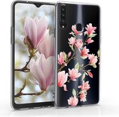 kwmobile telefoonhoesje voor Samsung Galaxy A20s - Hoesje voor smartphone in poederroze / wit / transparant - Magnolia design