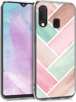 kwmobile telefoonhoesje voor Samsung Galaxy A20e - Hoesje voor smartphone in mintgroen / roségoud / poederroze - Aquarel Gevlochten design