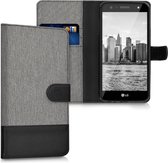 kwmobile telefoonhoesje voor LG X power 2 - Hoesje met pasjeshouder in grijs / zwart - Case met portemonnee