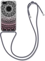 kwmobile telefoonhoesje voor Apple iPhone 7 / 8 - Hoesje met koord in poederroze / wit / transparant - Back cover voor smartphone