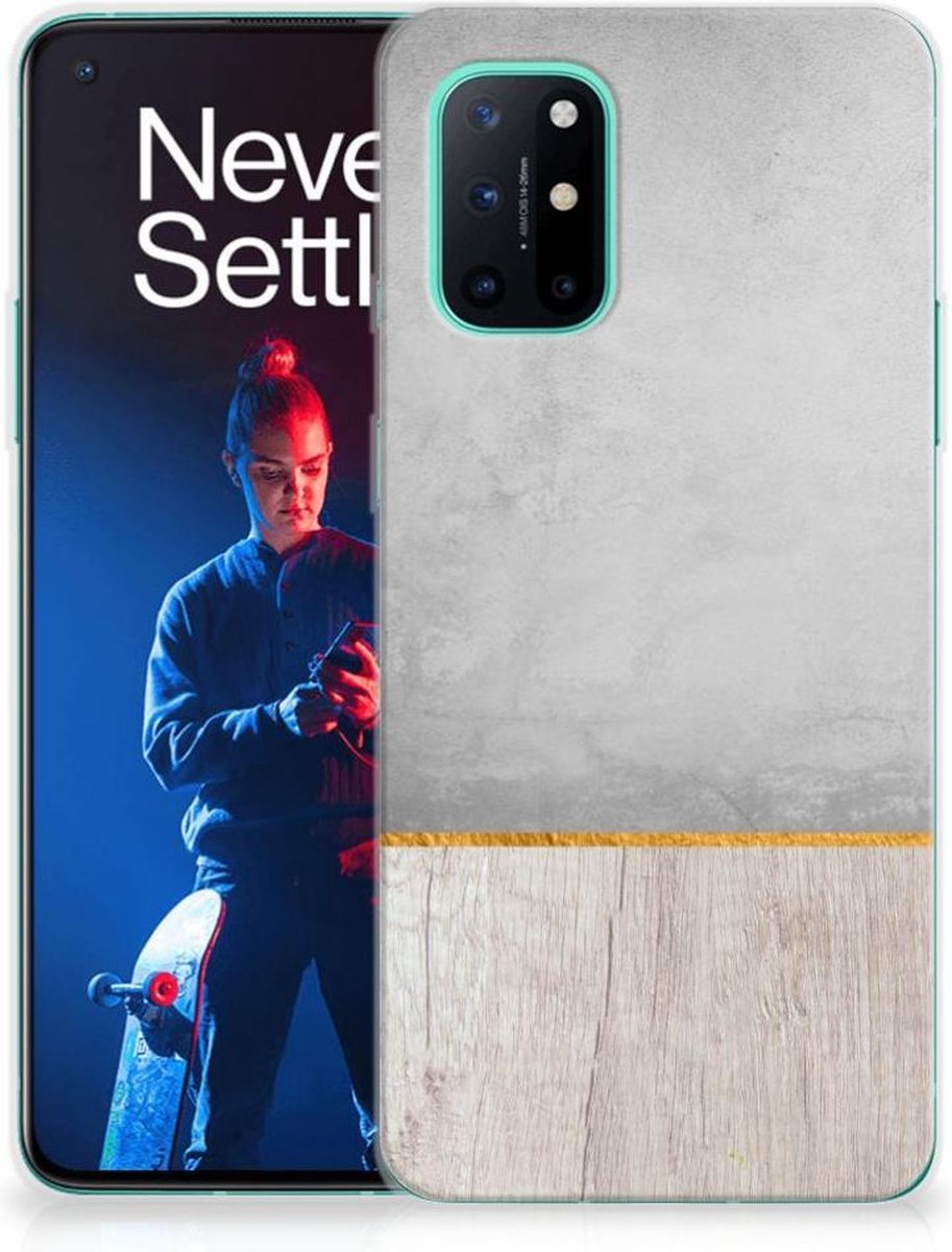 OnePlus 8T Bumper Hoesje Wood Concrete