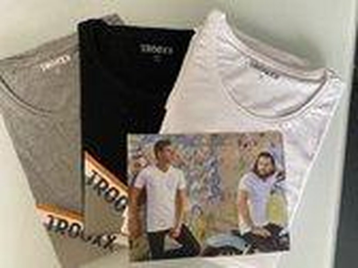 Trooxx T-Shirt-3x 2-Pack, 6 stuks - Round neck - White, Black en Grey - 3XL