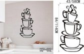 3D Sticker Decoratie Koffiekopje Met Hart Vinyl Citaat Restaurant Keuken Verwijderbare muurstickers DIY Gift Home Decor Art MUURSCHILDERING Drop Shipping - KF32 / Small