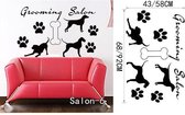 3D Sticker Decoratie Petshop Verzorgingsalon Muursticker Hond in bad nemen Afneembaar Vinyl Art Kat Decals Home Decor - Salon6 / Large