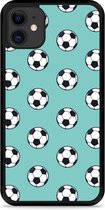 iPhone 11 Hardcase hoesje Blue Soccer Pattern - Designed by Cazy