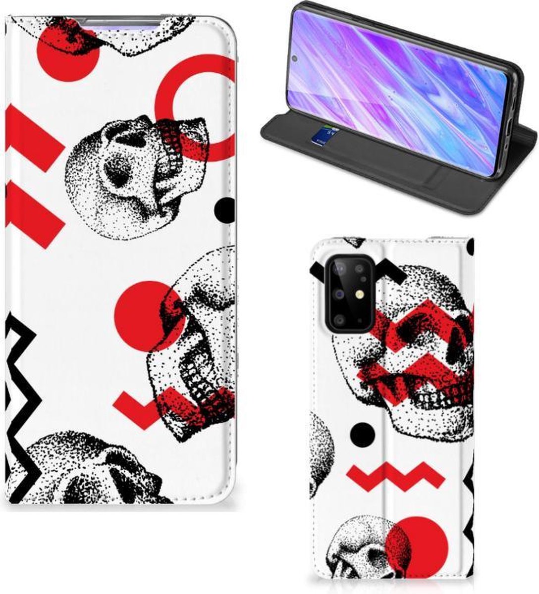 Mobiel BookCase Samsung Galaxy S20 Plus Skull Red