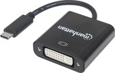 Manhattan 152051 USB / DVI Adapter [1x USB 3.2 Gen 2 stekker C (USB 3.1) - 1x DVI-stekker 24+5-polig] Zwart Kleurcodering, Flexibel, Folie afscherming, UL