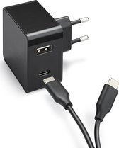 Azuri 30W sUSB-C nellader - met USB-C kabel - 2 USB poorten - Zwart
