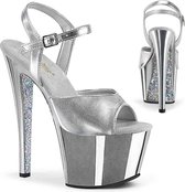Pleaser Sandaal met enkelband, Paaldans schoenen -37 Shoes- SKY-309TTG Paaldans schoenen Zilverkleurig
