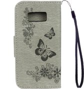 Samsung Galaxy S8 Hoesje - Mobigear - Butterfly Serie - Kunstlederen Bookcase - Grijs - Hoesje Geschikt Voor Samsung Galaxy S8