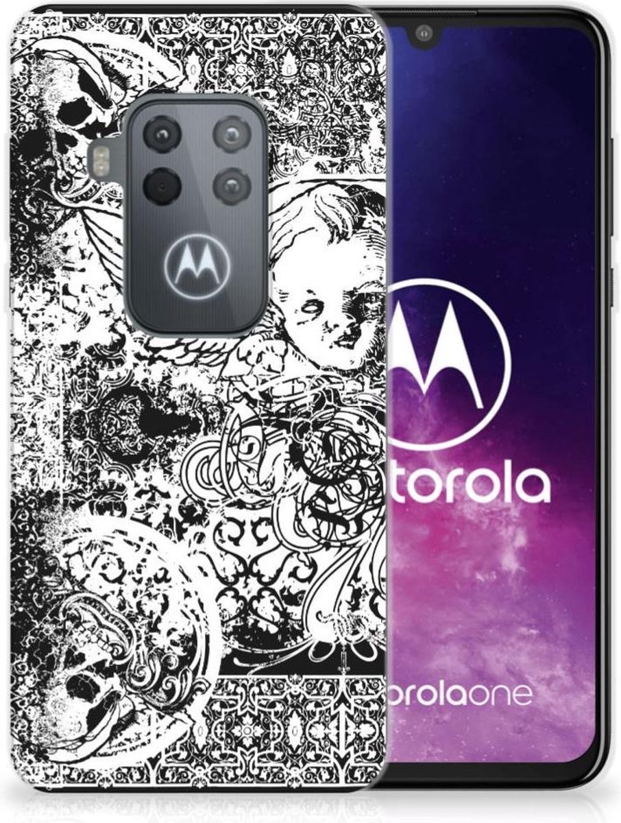 Silicone Back Case Motorola One Zoom Skulls Angel