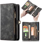 Samsung Galaxy Note 10 Bookcase hoesje - CaseMe - Effen Zwart - Leer - Portemonnee met 11 Vakjes voor Pasjes en Ritsvak
