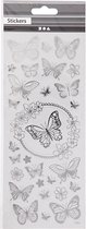 Stickers, vlinders, 10x24 cm, zilver, 1 vel