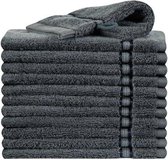 Washandjes Ruche - 16x24cm - 12 stuks - 550g. p/m² - 100% gekamde katoen Antraciet