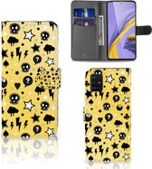 Téléphone Portable Couverture Standing pour Samsung Galaxy A51 Coque Punk Jaune