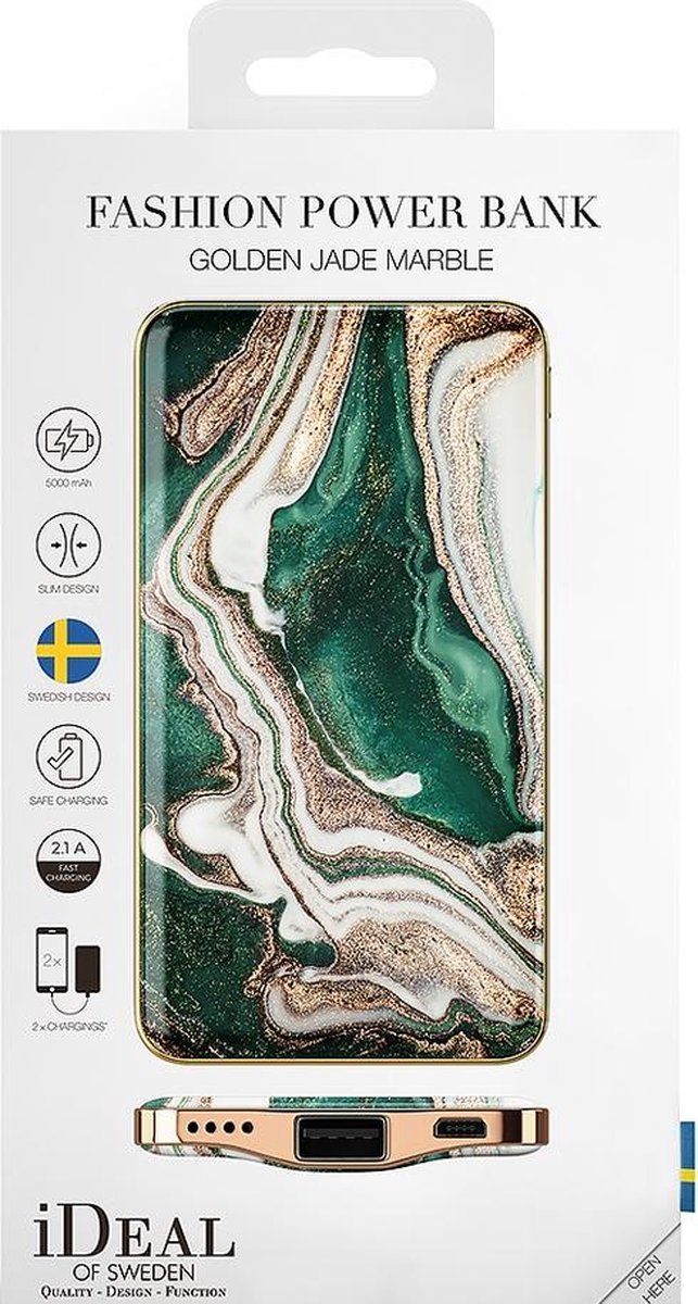 スマホアクセサリー Fashion Power Bank Golden Jade Marble iDeal of Sweden Golden Jade Marble Fashion Powerbank - 5000 mAh | bol
