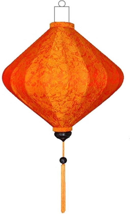 Oranje zijden Japanse lampion lamp diamant D-OR-62-S