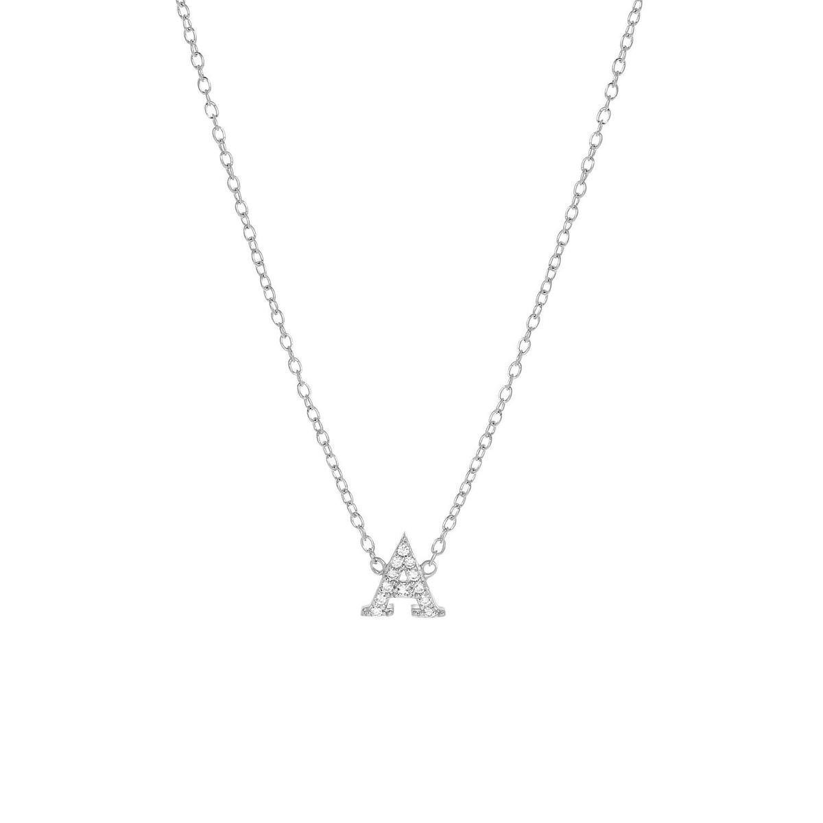 Lucardi Dames Ketting met hanger alfabet met zirkonia - Echt Zilver - Ketting - Cadeau - Moederdag - 42 cm - Zilverkleurig