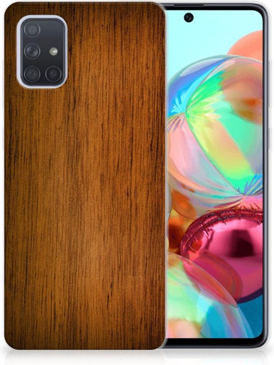 Samsung Galaxy A71 Bumper Hoesje Donker Hout