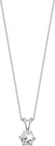 Lucardi Dames Zilveren ketting met hanger zirkonia - Ketting - 925 Zilver - Zilverkleurig - 45 cm