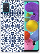 Back Case Geschikt voor Samsung A51 TPU Siliconen Hoesje Flower Blue