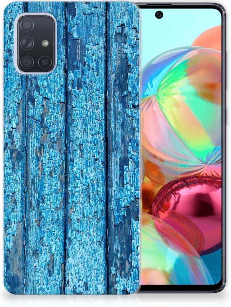 Samsung Galaxy A71 Bumper Hoesje Wood Blue