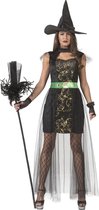 Funny Fashion - Heks & Spider Lady & Voodoo & Duistere Religie Kostuum - Gevaarlijk Aantrekkelijke Oosterse Schone - Vrouw - zwart,goud - Maat 40-42 - Halloween - Verkleedkleding