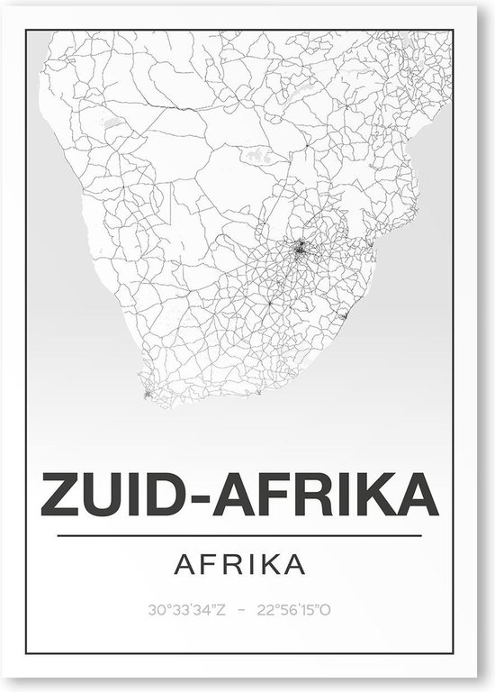 Poster/plattegrond ZUID-AFRIKA - A4
