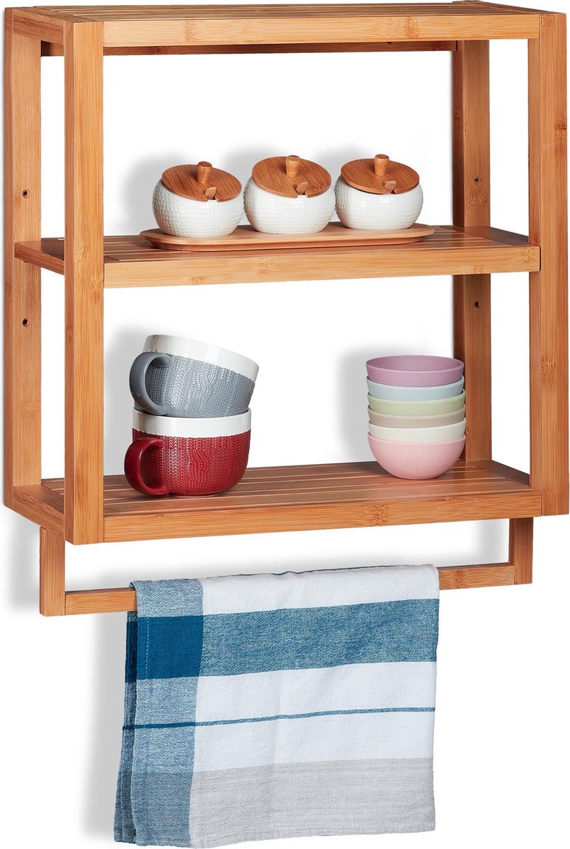 SoBuy FHK06-N Kapstok met Wandplank - 6 Haken - 90x1